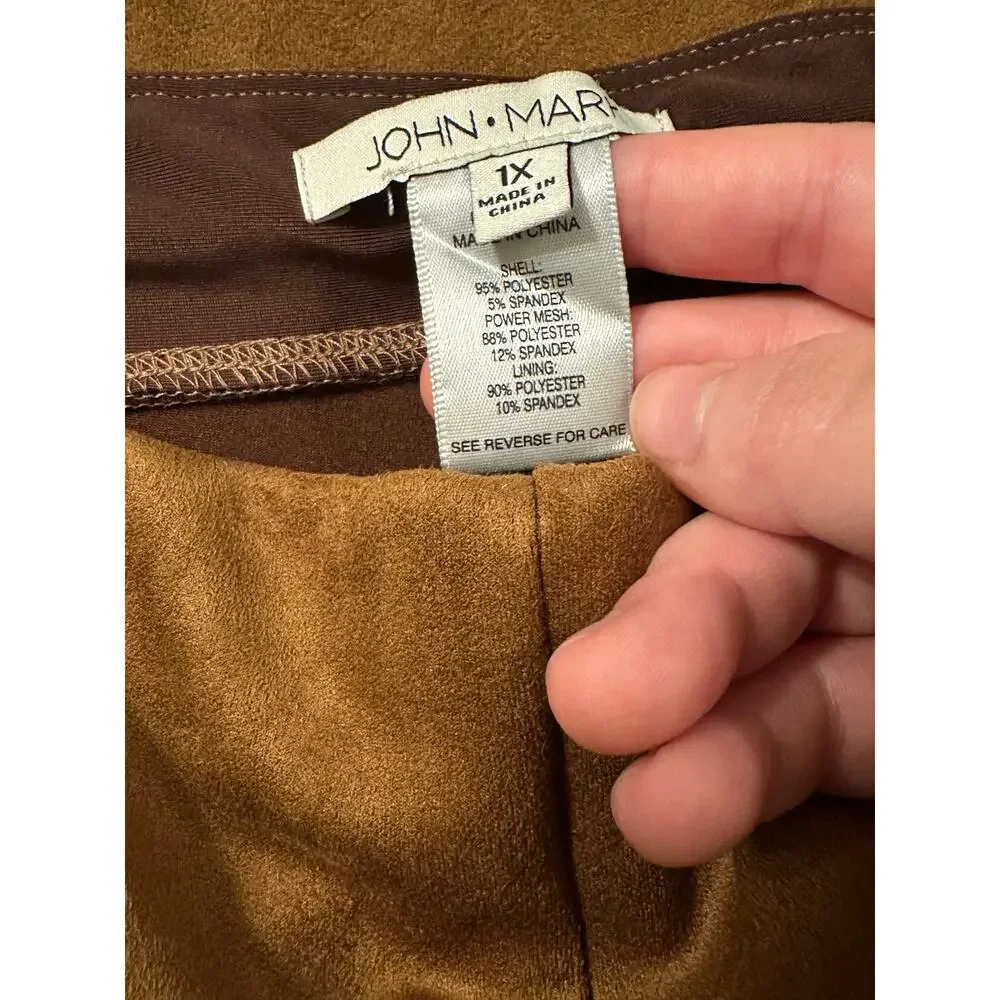 John Mark Brown Suede Legging Pants Size 1X NWT - Picture 3 of 4